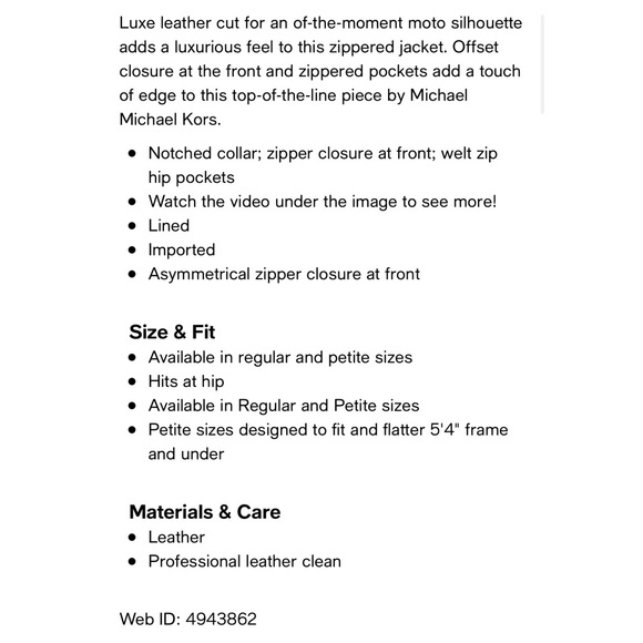 4. NWT Michael Kors Leather Moto Jacket - Picture 7 of 7